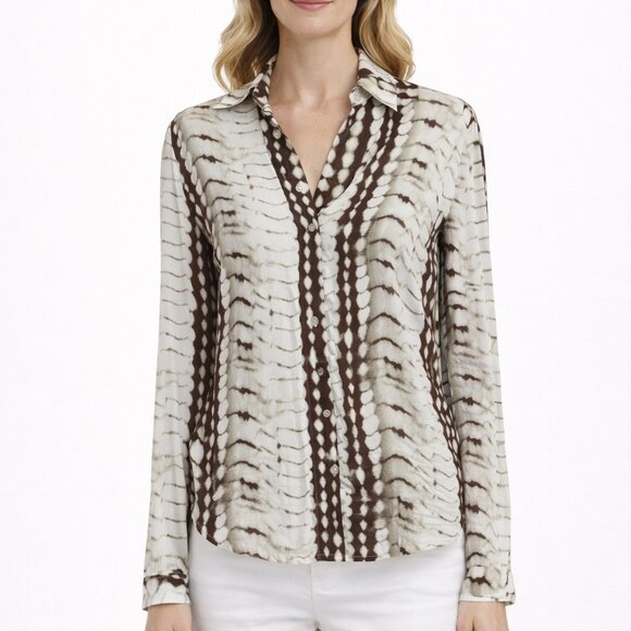 L’Agence Holly Ikat Print Blouse Viscose Button Shirt XXS NWT - Picture 6 of 6